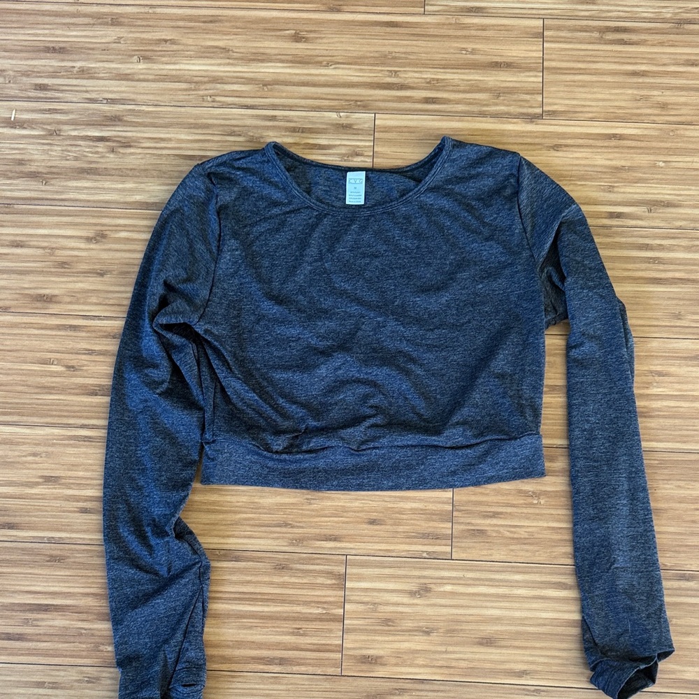 Constantly Varied Gear Charcoal Long Sleeve Crop Top